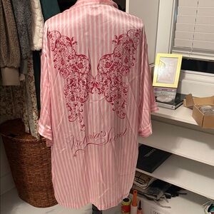 Victoria's Secret Pink and white Striped Robe